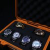 Timepiece valet for 6 watches in orange color by Elbrus Horology