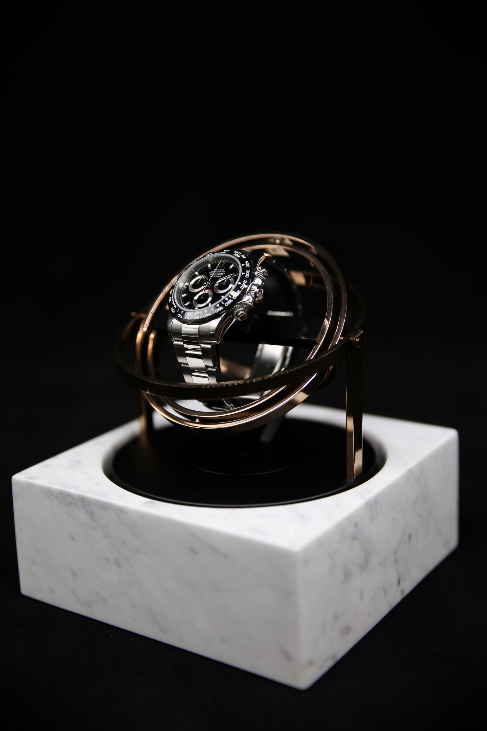 Elbrus-Horology-the-Voyager-1-Bianco-Carrara-marble-rose-gold-rings-1-min